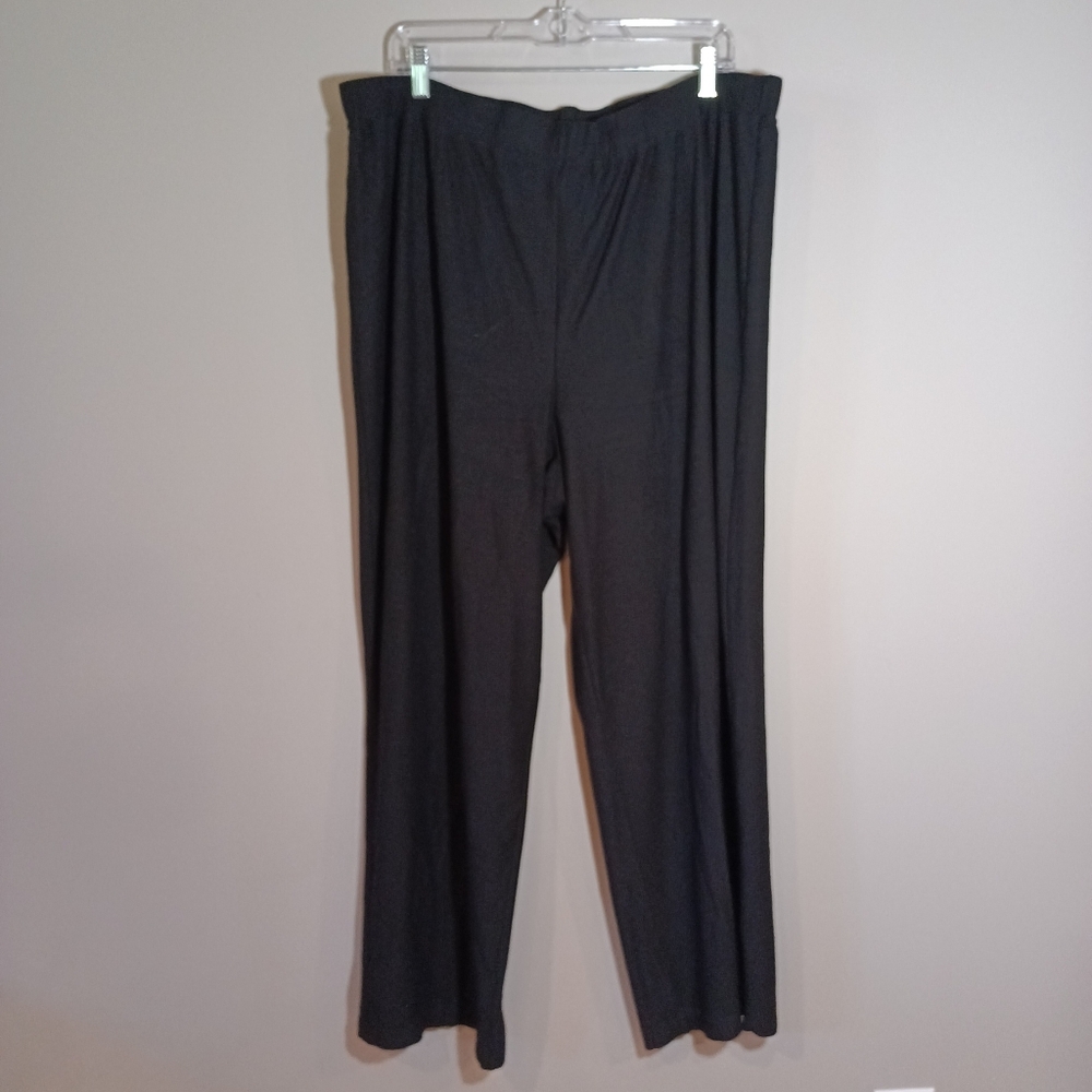 Eileen Fisher woman made in usa pull on black Straight leg pant Plus Size 2X
